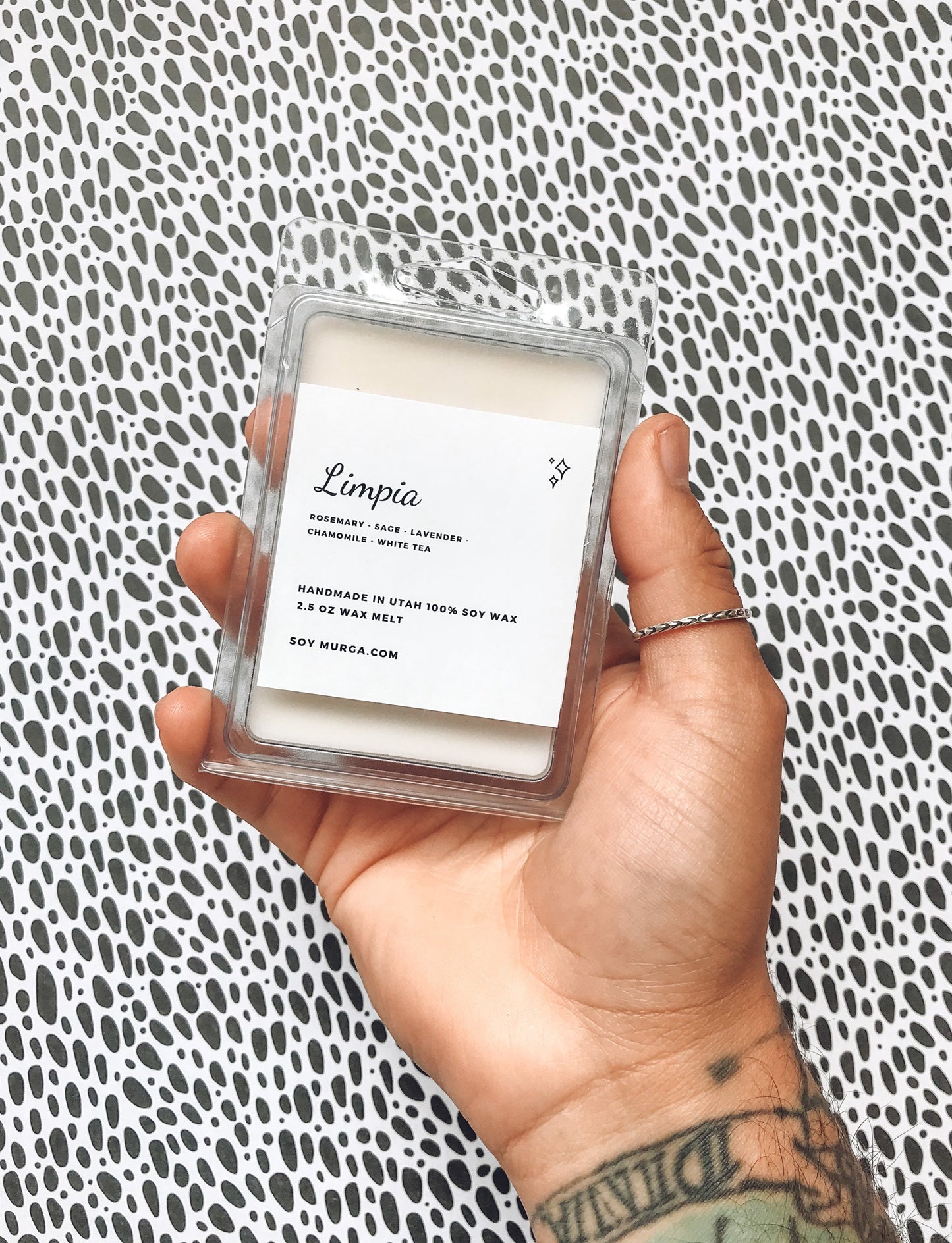 Limpia, Cleanse, Rosemary, Sage, Lavender, Chamomile, White Tea, Soy Wax Tart, Herbal Scented