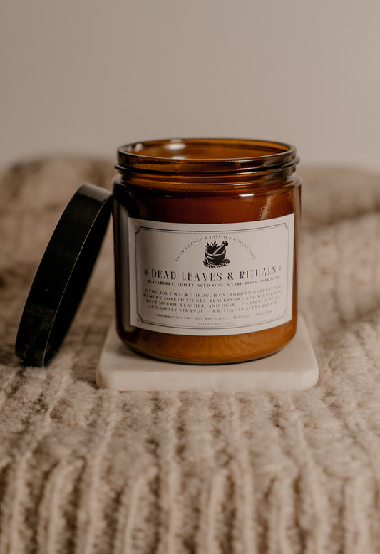 ✦ Dead Leaves & Rituals – 14oz Soy Candle (Double Wick)