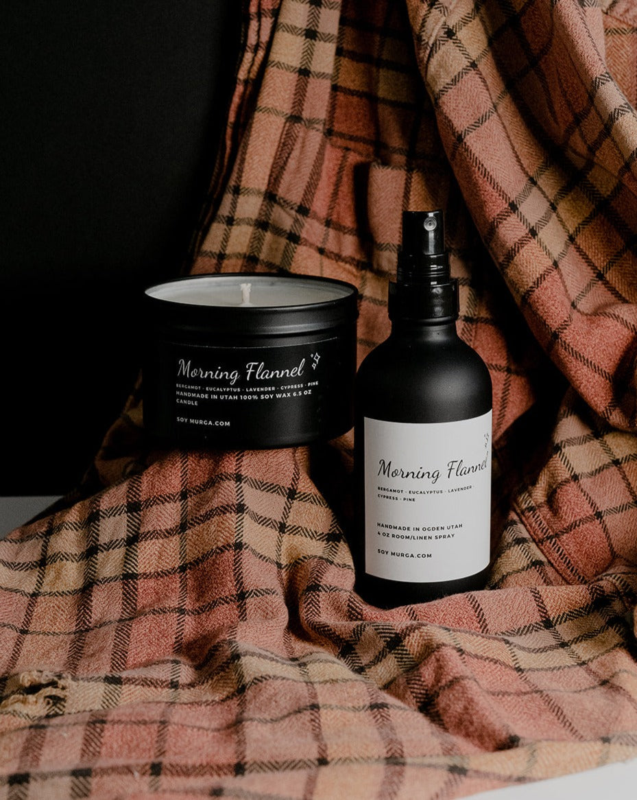Morning Flannel Candle & Spray Bundle